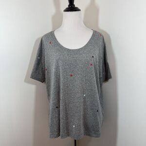 Madewell T-Shirt Oversized Small Embroidered Red White & Blue America July 4th